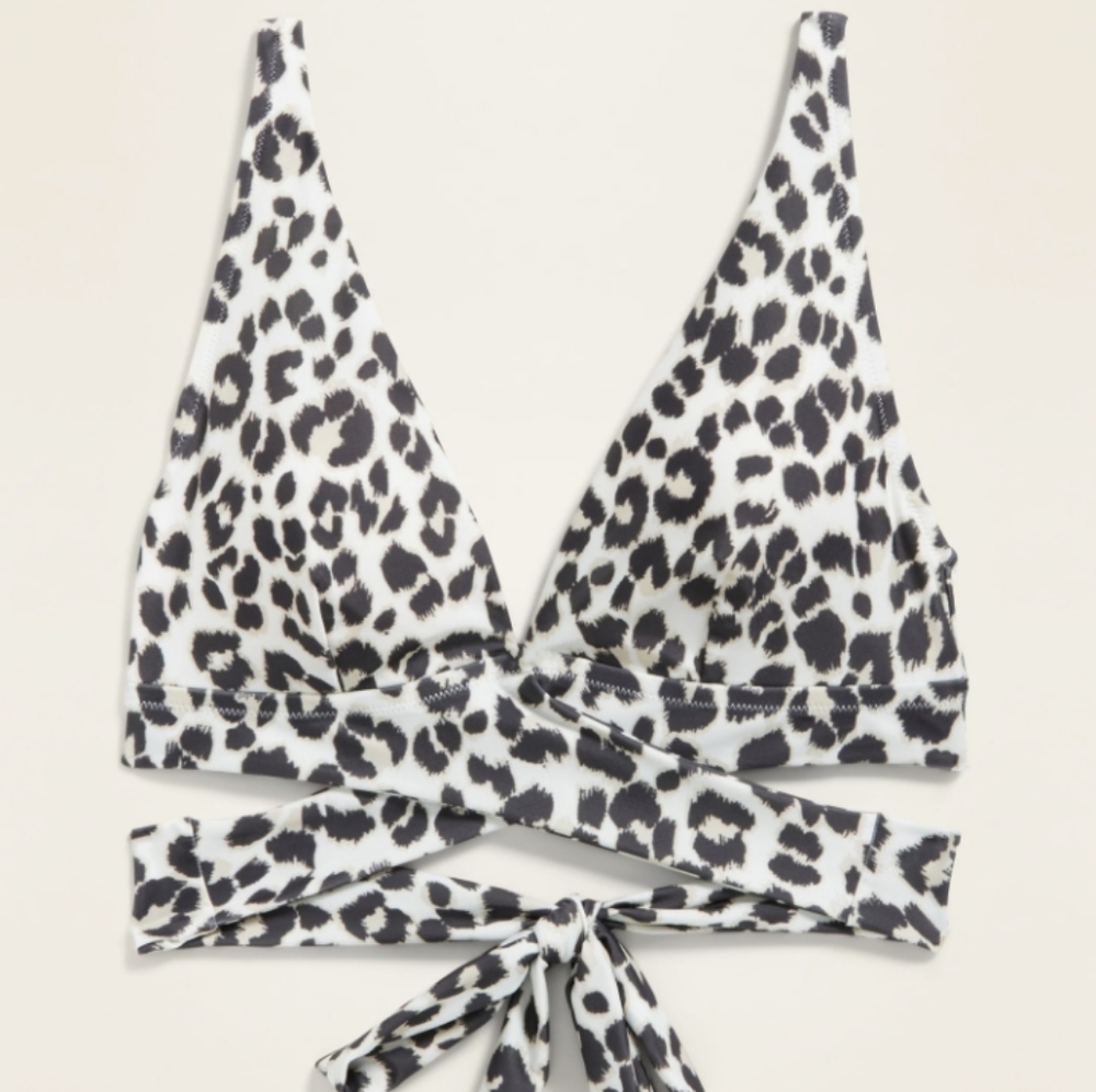 NWT Old Navy Tie Back Triangle Leopoard Swim Top